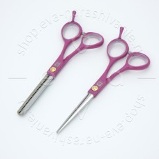 Dewal SET-MC-G набор парикмахерских ножниц в чехле ,5.5" (прямые и филировочные), розовые.